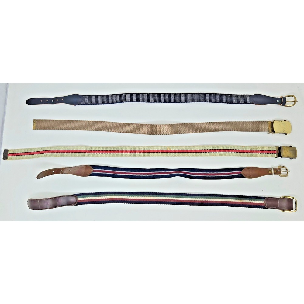 Vintage Boy's Belt Lot of 5 Woven Elastic Leather 24" to 26" Adjustable